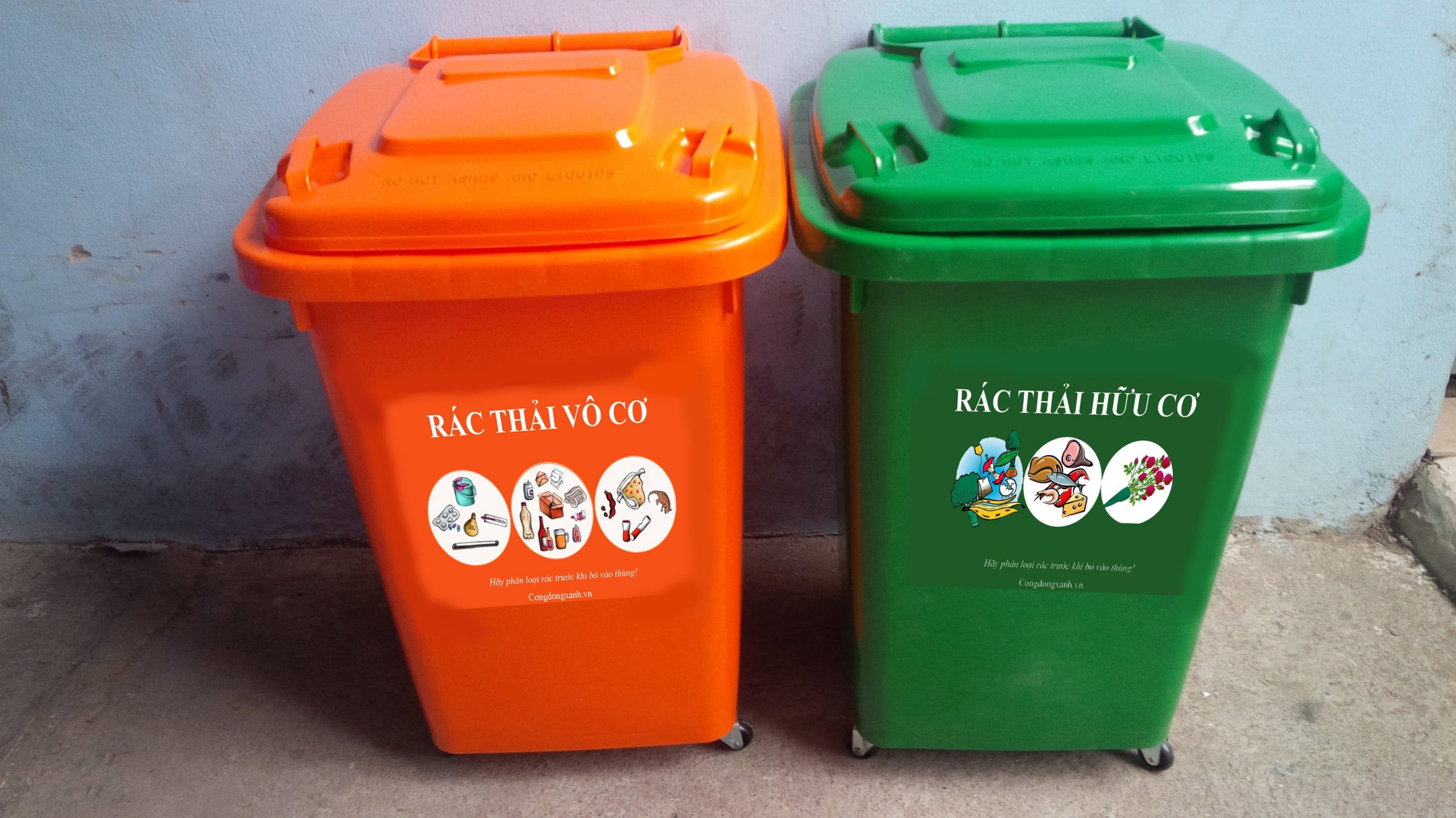 Thùng rác thu gom và phân loại rác thải tại nguồn.
