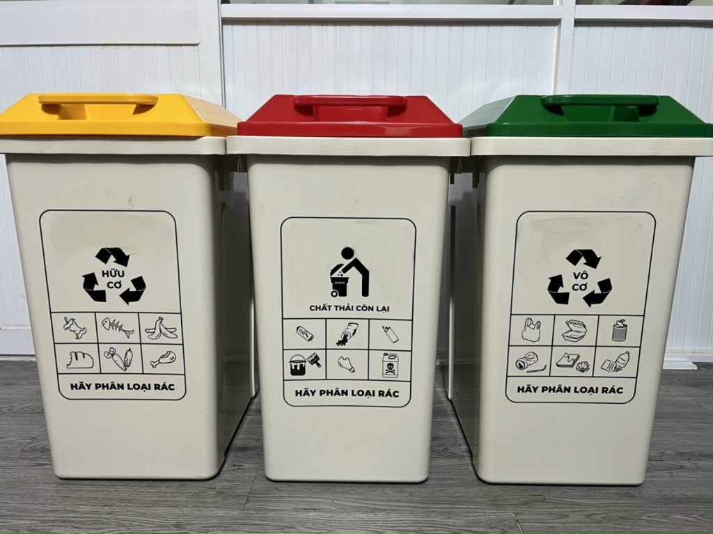 Ba thùng rác phân loại tại nhà theo tiêu chuẩn TP.HCM: tái chế – hữu cơ – không tái chế